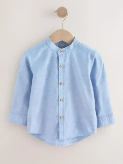 Clearance Next Long Sleeve Grandad Collar Oxford Shirt (3mths-7yrs) Blue
