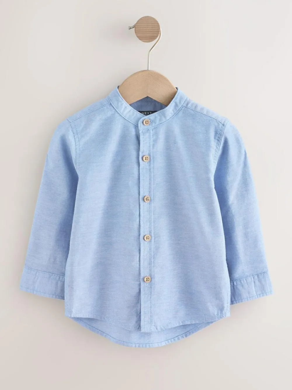 Clearance Next Long Sleeve Grandad Collar Oxford Shirt (3mths-7yrs) Blue