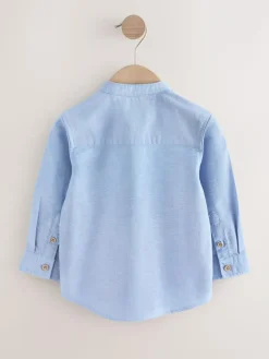 Clearance Next Long Sleeve Grandad Collar Oxford Shirt (3mths-7yrs) Blue