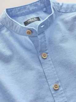 Clearance Next Long Sleeve Grandad Collar Oxford Shirt (3mths-7yrs) Blue