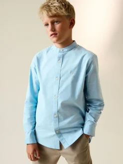 Clearance Next Long Sleeve Grandad Collar Oxford Shirt (3-16yrs) Blue