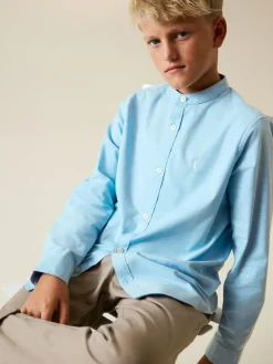 Clearance Next Long Sleeve Grandad Collar Oxford Shirt (3-16yrs) Blue