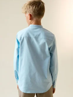 Clearance Next Long Sleeve Grandad Collar Oxford Shirt (3-16yrs) Blue