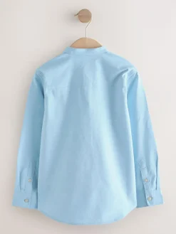 Clearance Next Long Sleeve Grandad Collar Oxford Shirt (3-16yrs) Blue