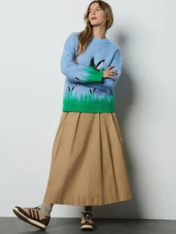 Hot Next Brushed Crew Neck Jumper Blue Mallard Duck Graphic