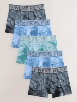 Online Next Boxers 5 Pack (2-16yrs) Blue Marble Print