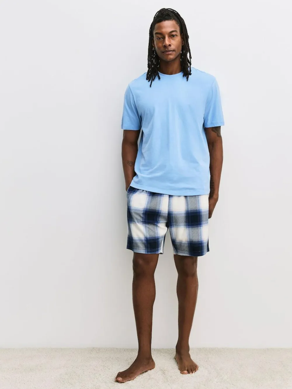 Next Blue/ Mauve Purple Cosy Short Sleeve Pyjamas Set 2 Pack^ Pyjamas