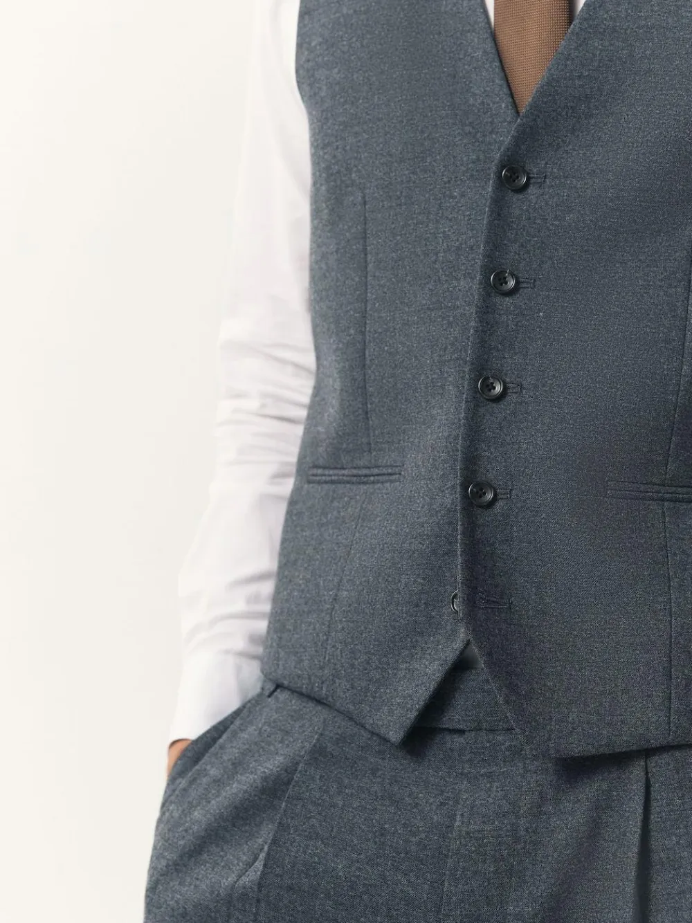 Best Next Merino Wool Blend Suit Waistcoat Blue