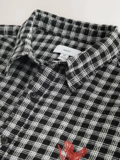 Next Blue Micro Check Long Sleeve Shirt^ Shirts