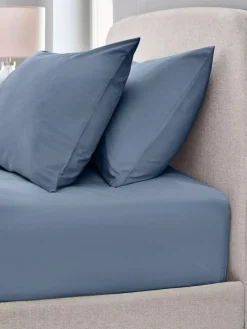 Next Blue Mid Cotton Rich Extra Deep Fitted Bed Sheet