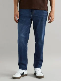 Online Next Blue Mid Regular Tapered Fit Classic Stretch Jeans