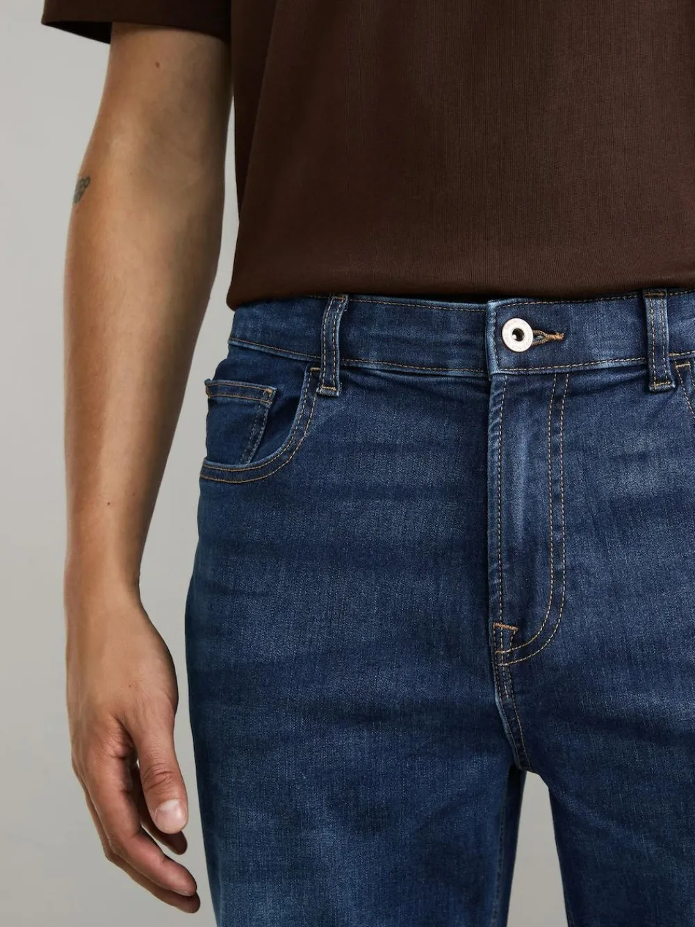 Online Next Blue Mid Regular Tapered Fit Classic Stretch Jeans