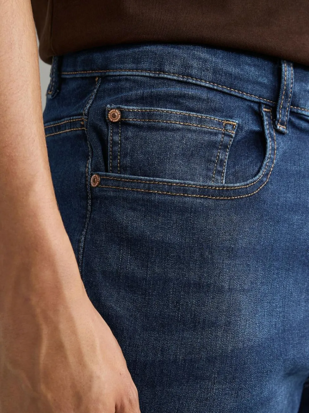 Online Next Blue Mid Regular Tapered Fit Classic Stretch Jeans