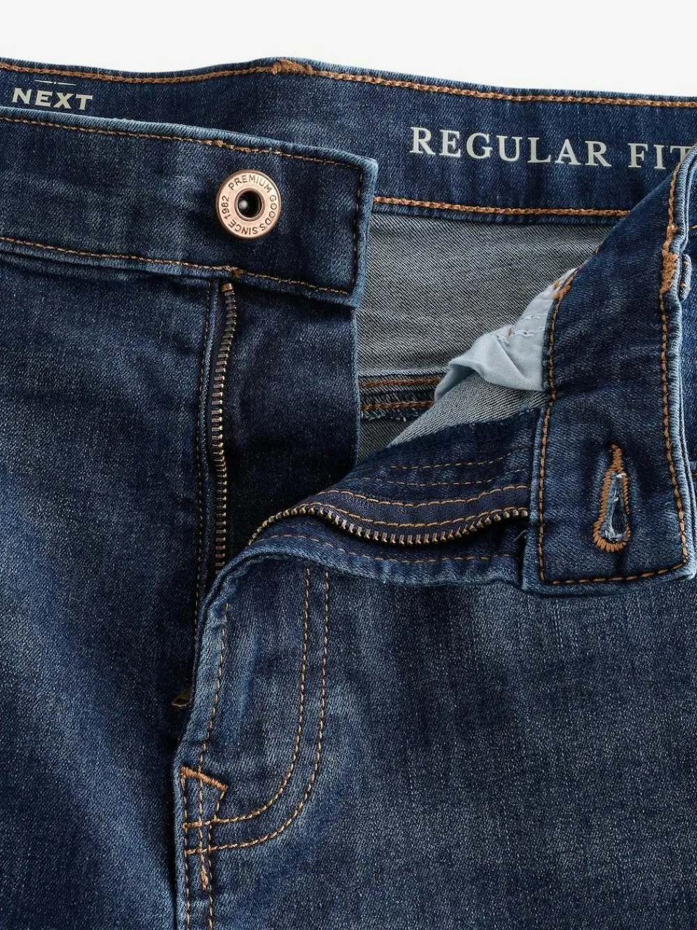 Online Next Blue Mid Regular Tapered Fit Classic Stretch Jeans