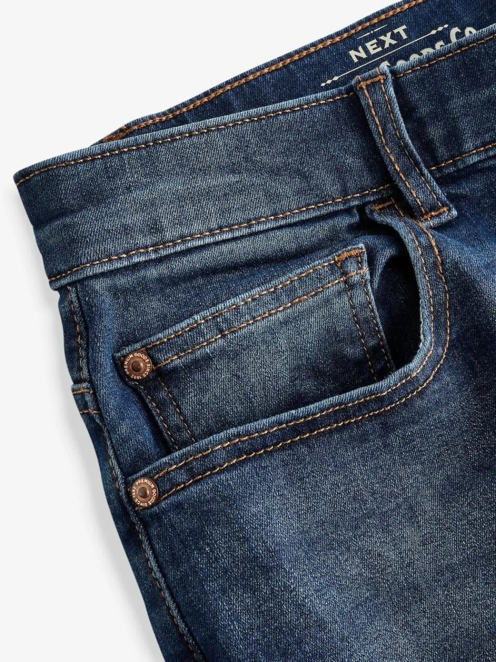 Online Next Blue Mid Regular Tapered Fit Classic Stretch Jeans