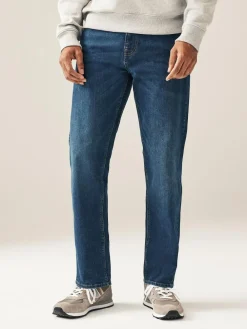 Next Blue Mid Single Straight Fit Classic Stretch Jeans^ Jeans|Jeans