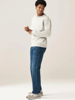 Next Blue Mid Single Straight Fit Classic Stretch Jeans^ Jeans|Jeans