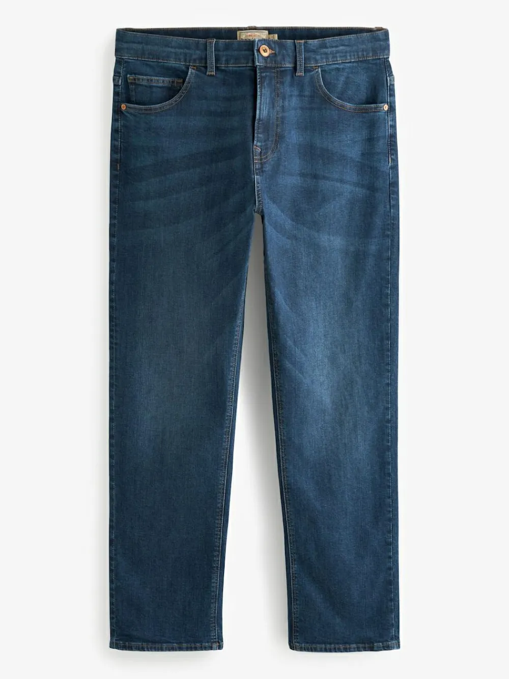 Next Blue Mid Single Straight Fit Classic Stretch Jeans^ Jeans|Jeans