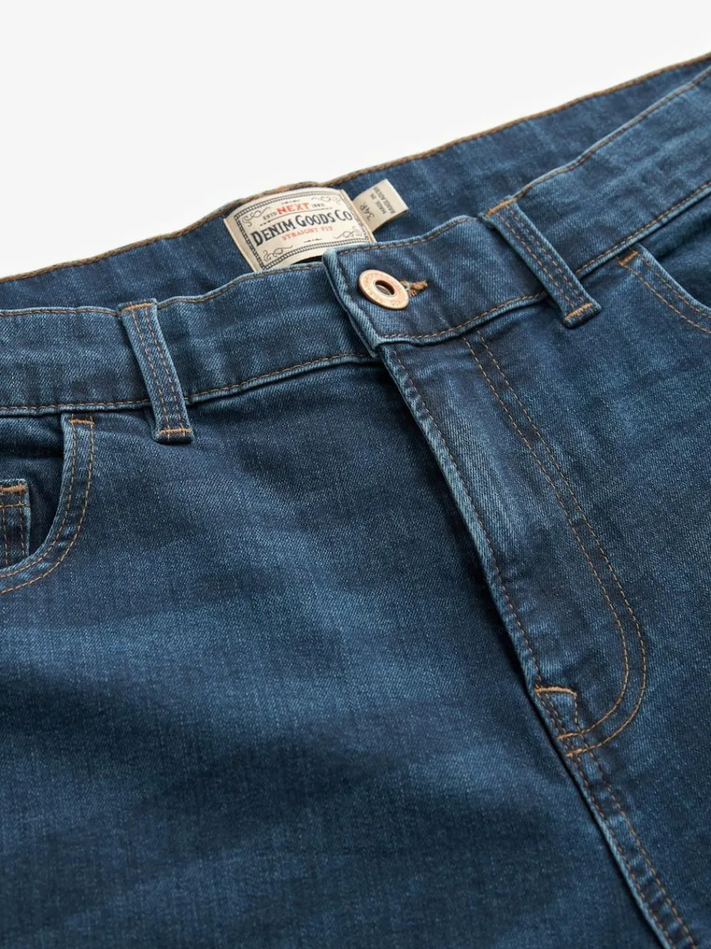 Next Blue Mid Single Straight Fit Classic Stretch Jeans^ Jeans|Jeans