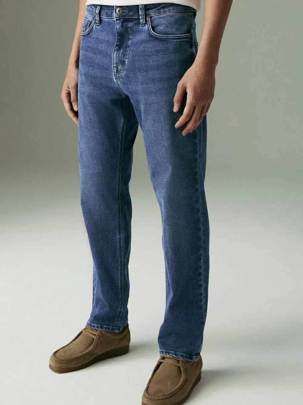 Next Blue Mid Straight Fit Motionflex Jeans^ Jeans|Jeans