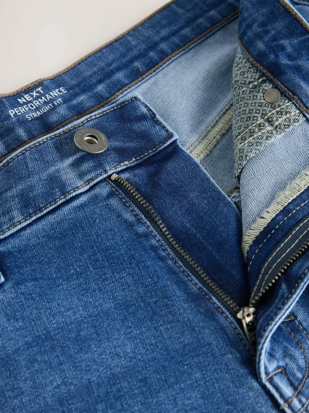 Next Blue Mid Straight Fit Motionflex Jeans^ Jeans|Jeans