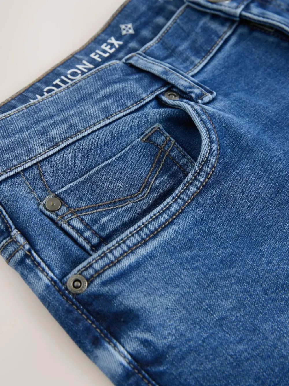 Next Blue Mid Straight Fit Motionflex Jeans^ Jeans|Jeans