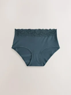 Next Blue Midi Cotton and Lace Knickers 7 Pack^Women All Lingerie|Panties