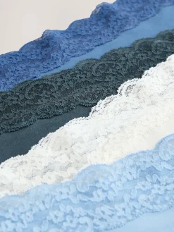 Next Blue Midi Cotton and Lace Knickers 7 Pack^Women All Lingerie|Panties