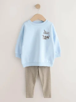 New Next Sweatshirt And Leggings Set (3mths-7yrs) Blue Milk Print