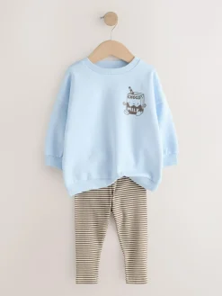 New Next Sweatshirt And Leggings Set (3mths-7yrs) Blue Milk Print
