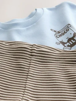 New Next Sweatshirt And Leggings Set (3mths-7yrs) Blue Milk Print