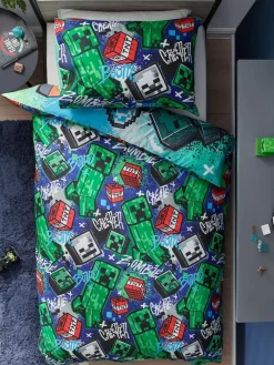 Next Blue Minecraft Single Duvet Cover and Pillowcase Set^ Childrens Bedding|Bedsets & Duvet Covers