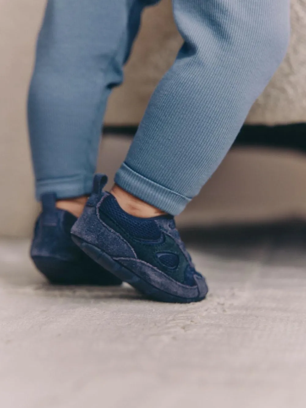 Next Baby Elastic Lace Slip-Ons Trainers (0-2mths) Blue Navy