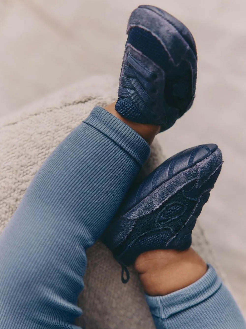 Next Baby Elastic Lace Slip-Ons Trainers (0-2mths) Blue Navy