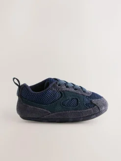 Next Baby Elastic Lace Slip-Ons Trainers (0-2mths) Blue Navy