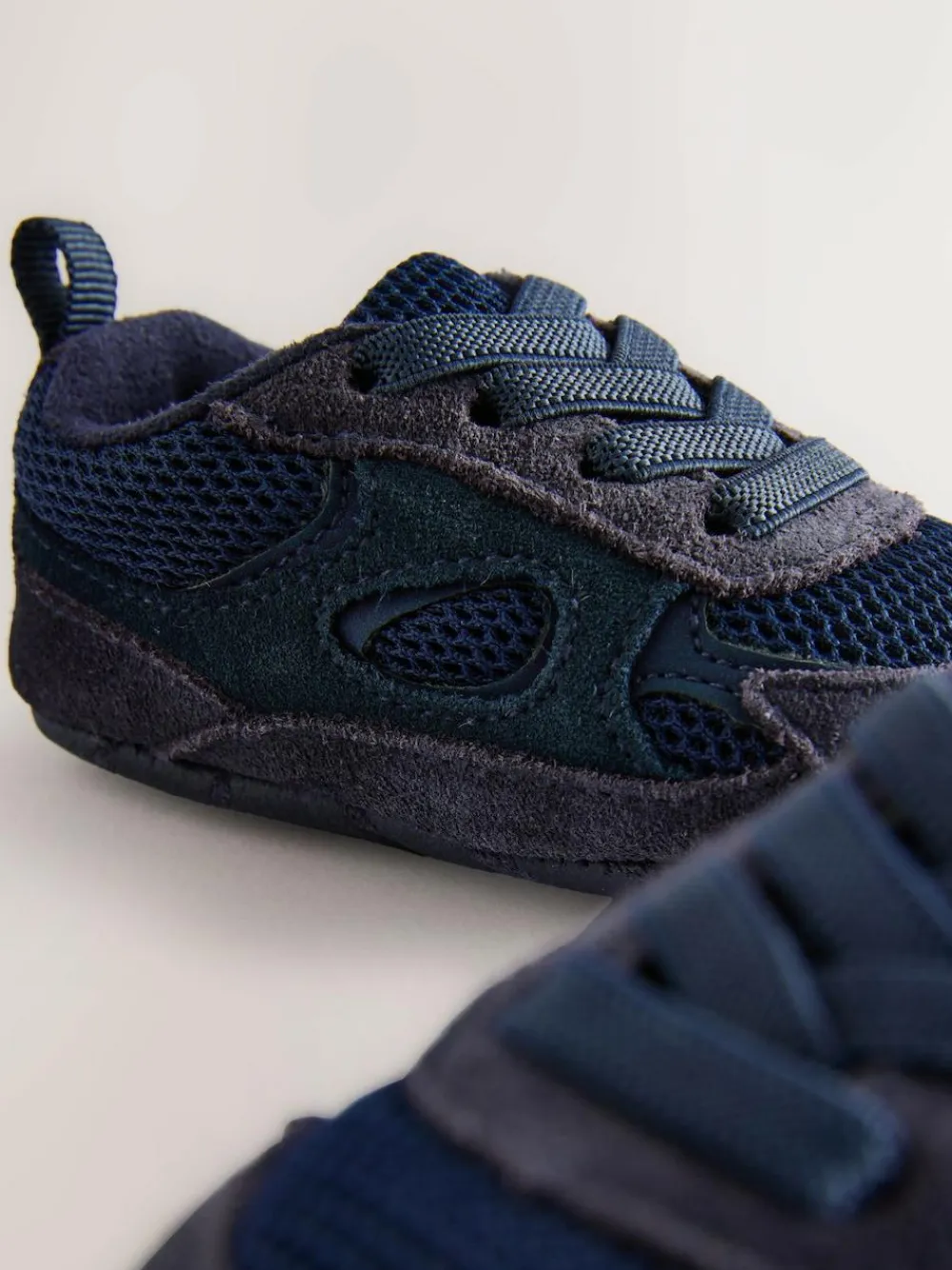 Next Baby Elastic Lace Slip-Ons Trainers (0-2mths) Blue Navy