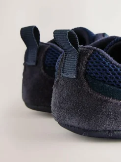 Next Baby Elastic Lace Slip-Ons Trainers (0-2mths) Blue Navy