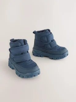 Hot Next Quilted Touch Fastening Boots Blue Navy