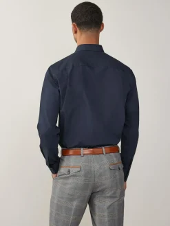 Next Blue Navy Regular Fit Easy Care Single Cuff Smart Shirt^ Shirts