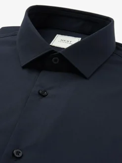 Next Blue Navy Regular Fit Easy Care Single Cuff Smart Shirt^ Shirts