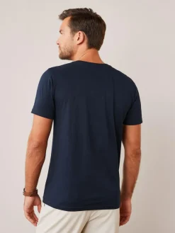 Online Next Blue Navy Regular Fit Essential Crew Neck Cotton T-Shirt