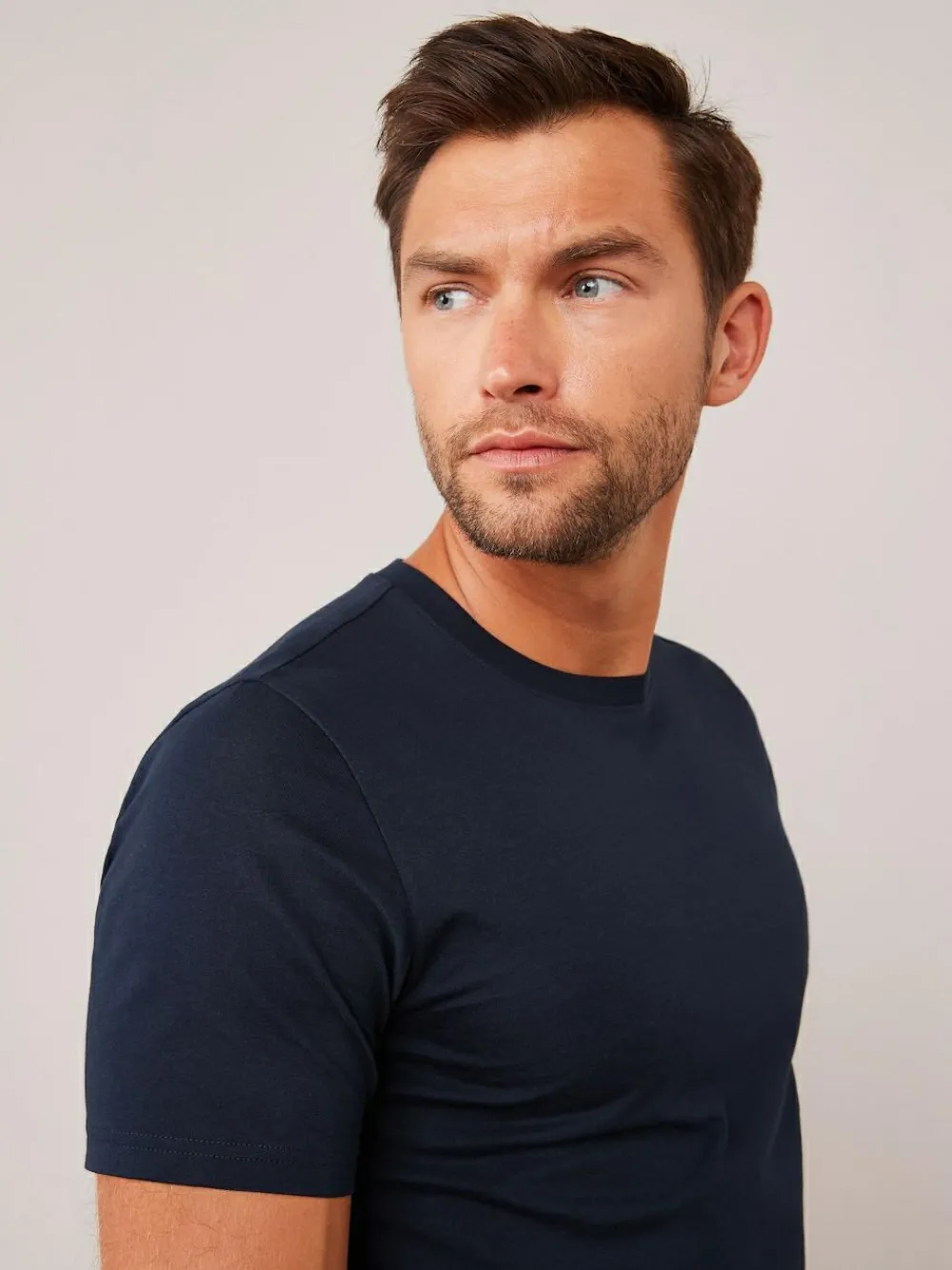 Next Blue Navy Slim Fit Essential Crew Neck Cotton T-Shirt^ Nightwear|Tops & T-Shirts