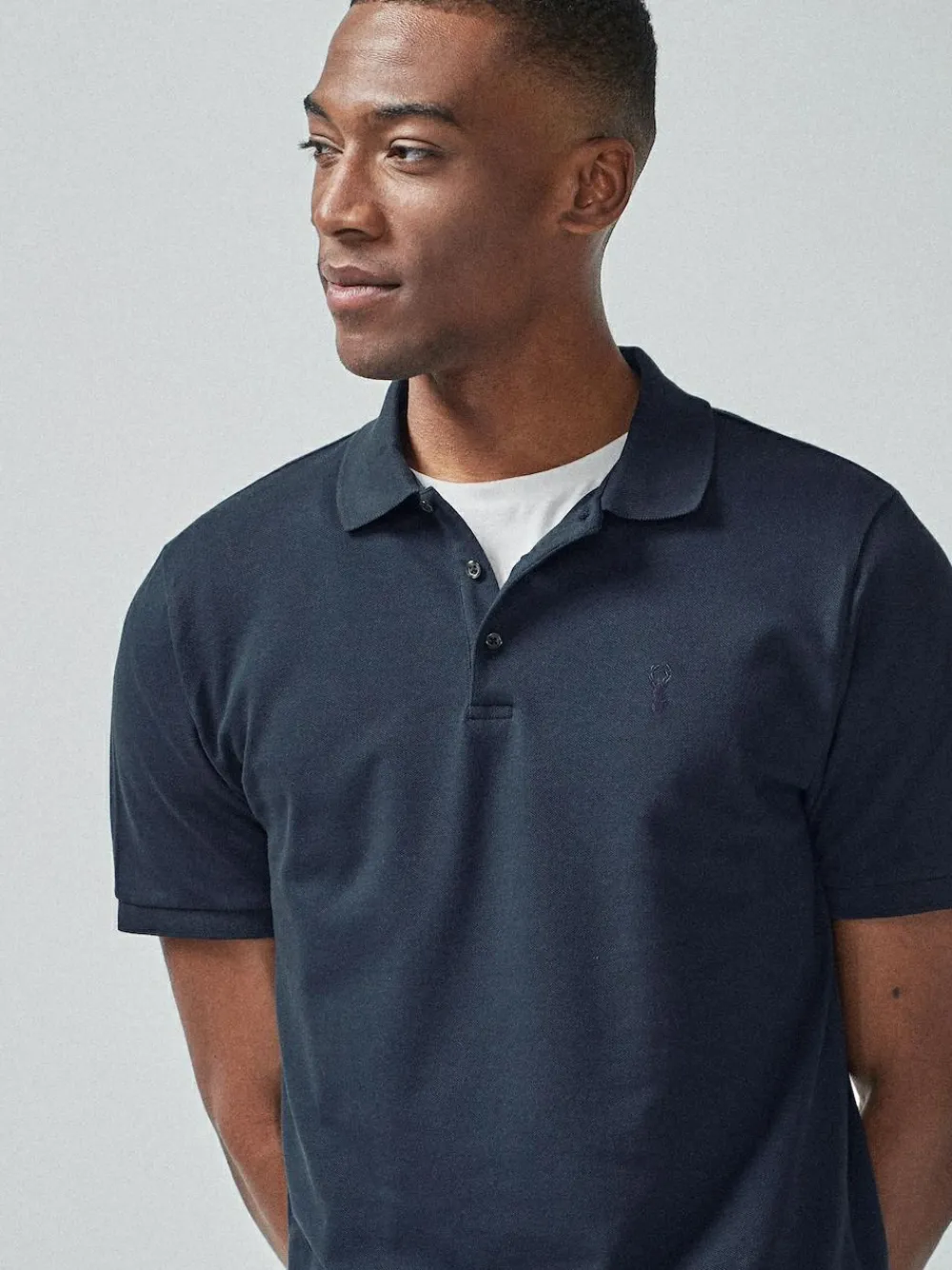 Next Blue Navy Slim Fit Short Sleeve Pique Polo Shirt^ Tops & T-Shirts