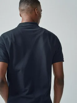 Next Blue Navy Slim Fit Short Sleeve Pique Polo Shirt^ Tops & T-Shirts