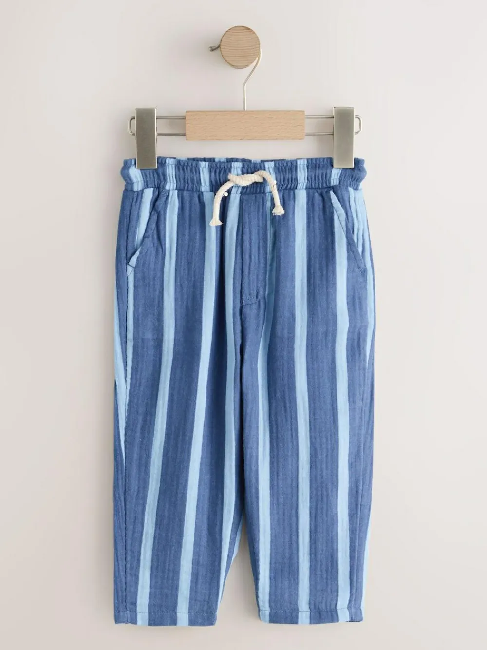 Next Soft Textured Pull On Trousers (3mths-7yrs) Blue Navy Striped