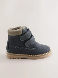 Outlet Next Wide Fit (G) Leather Thermal Thinsulate™ Lined Touch Fastening Work Boots Blue Navy