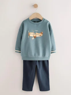 Next Blue Plane Single Sweatshirt and Joggers Set (3mths-7yrs)^BOY Sweatshirts & Hoodies|Sweat Pants