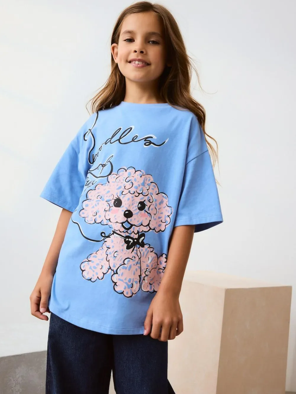 Discount Next Blue Poodle Oversized Graphic Print T-Shirt (3-16yrs)