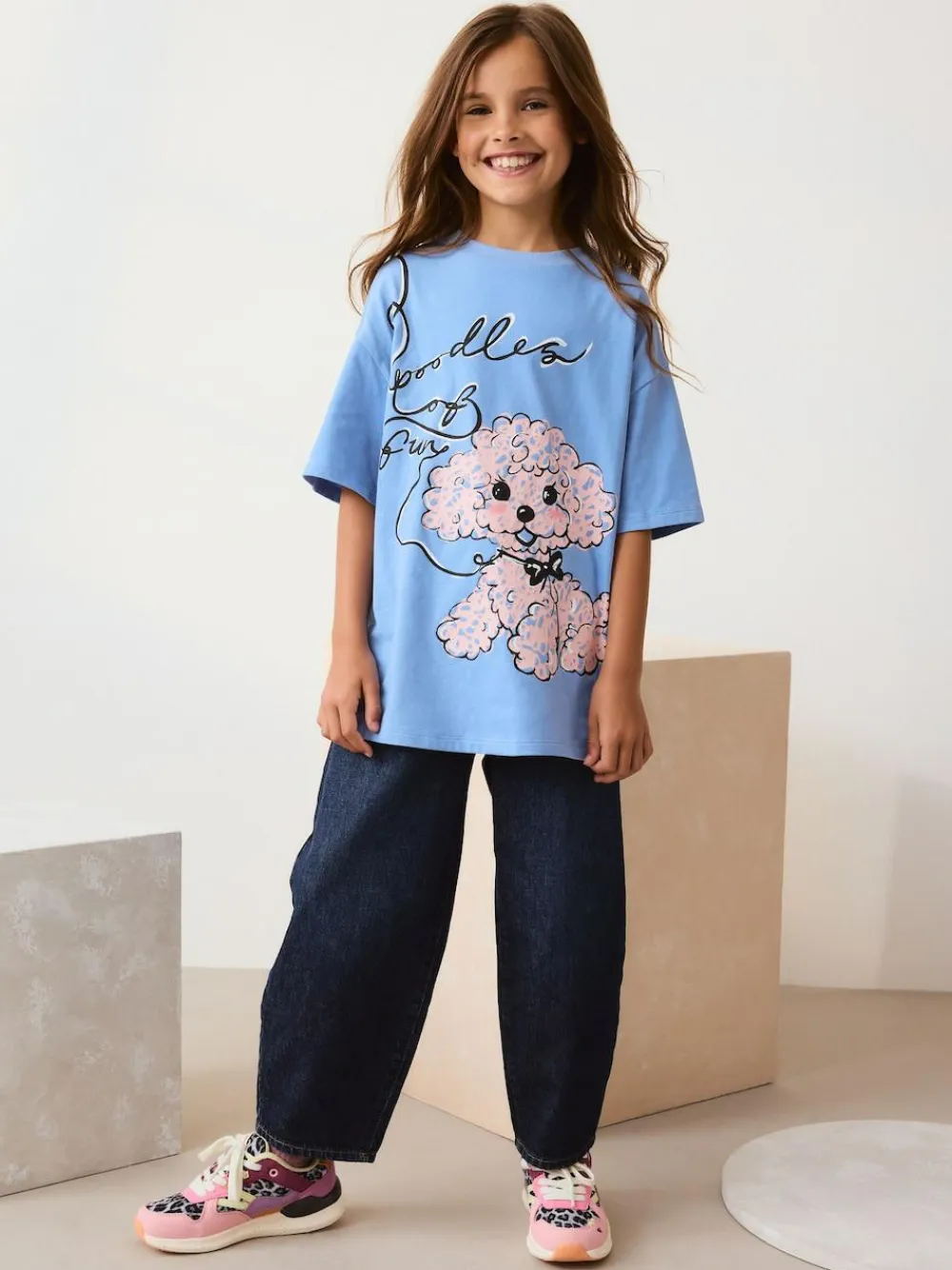 Discount Next Blue Poodle Oversized Graphic Print T-Shirt (3-16yrs)
