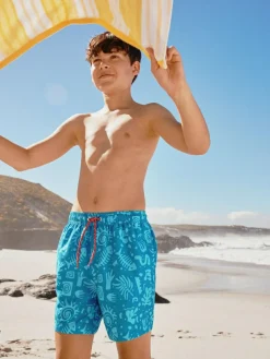 Outlet Next Blue Printed Swim Shorts (3-16yrs)